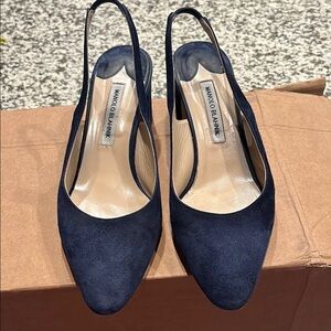 Manolo Blahnik Blue Suede Heels
